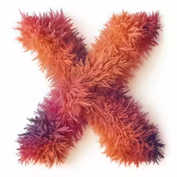 a red and purple flowered object sitting on a white surface