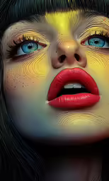 the face and upper lip of a woman with makeup on