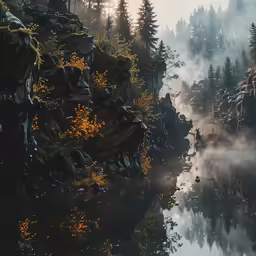 there is a large lake in the middle of the forest