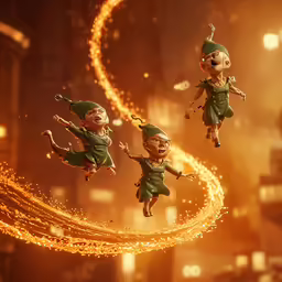 a group of cartoon people flying through the air