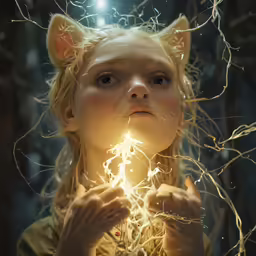 a young girl holding an illuminated sparkler in her hands