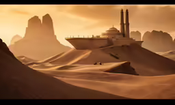 the ancient desert city is in a surreal landscape