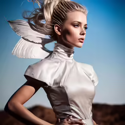 the girl is dressed up in an angel outfit