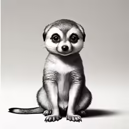 a black and white photo of a small dog