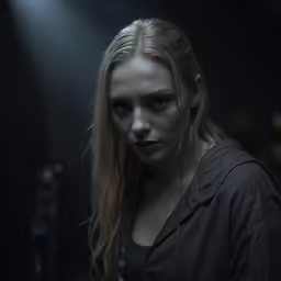a woman that is standing in the dark