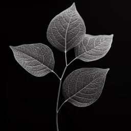 two white leaves on a black background