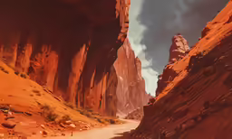 a hiker looks up at the view of a canyon