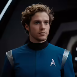 star trek captain kirken afriganized and in blue