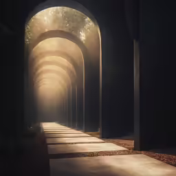 an image of a dark tunnel going through the woods