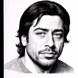a drawing of a man with long hair