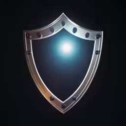 a close up view of the front side of an illuminated shield