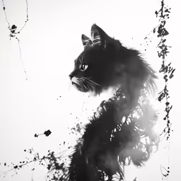 a cat on top of a very black thing