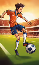 a young man kicking a soccer ball on a soccer field,a young soccer player is ready to kick the ball