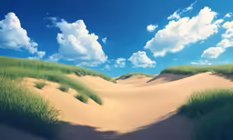 grass and sand are being created in the sky