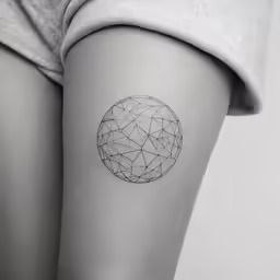the tattoo on the thigh shows a circle of dots
