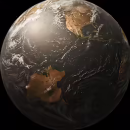 a globe showing the earth with its land areas