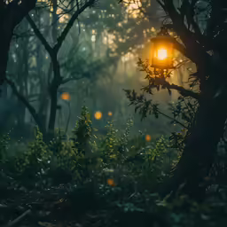 the sun shining through the trees above the forest