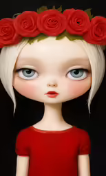 a doll with a flower crown around its head