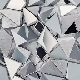 a bunch of silver mirrors are shown together