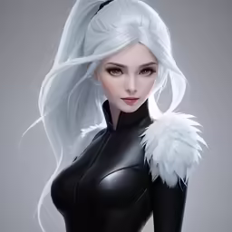 a very close up view of a girl with white hair