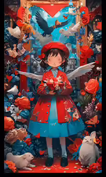 a poster with an image of a woman holding a teddy bear