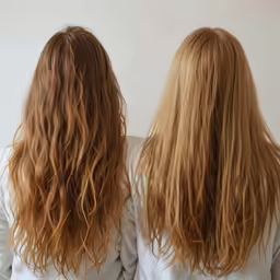 there is a young woman with blonde hair that is getting her treatment