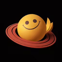 an odd shaped yellow object sitting on top of a red disk