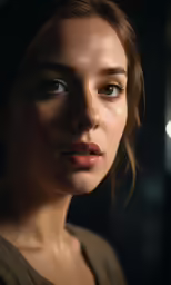 a beautiful young woman with light makeup looks off to the right