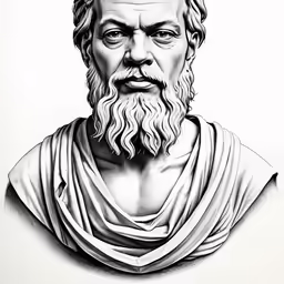 a busture of a man with a long beard and wearing a long white shirt