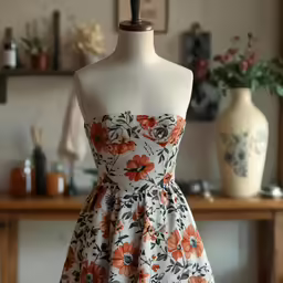 the dress is on display in the room