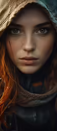 there is an image of a young woman with red hair
