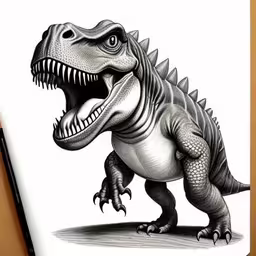 a pencil drawing of a t - shirt that has an image of an tyrancer,a drawing of a t - shirt that looks like a dinosaur