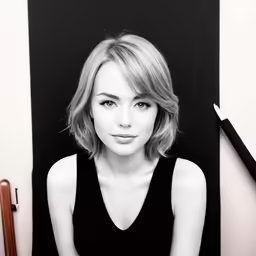 a woman in black is posing with her arms folded