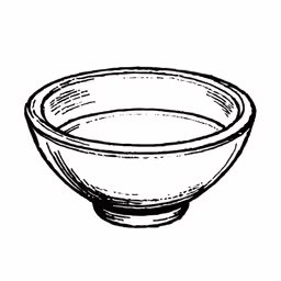 a black and white drawing of a bowl