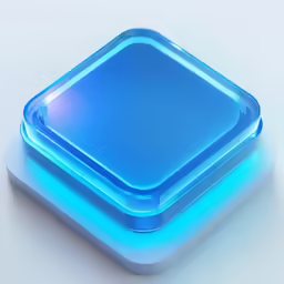 a square object is light up and bright blue