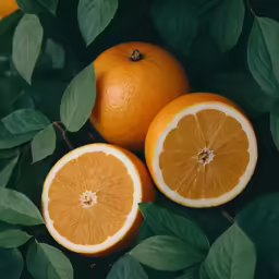 two pieces of orange sitting next to each other