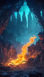 the fire is blazing in an underground tunnel