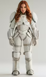 the female character from a sci movie wearing white armor