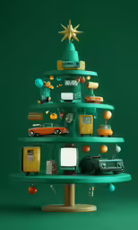 a tree with different types of items on it