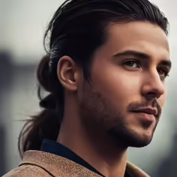 a man with a pony tail and long hair