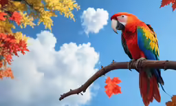a colorful bird sits on the branch of a tree