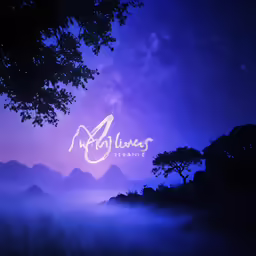 blue - tinged sky with text above a landscape