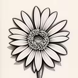 this sunflower looks like a drawing to be drawn in pencil,the back side of a flower with its petals in a pattern