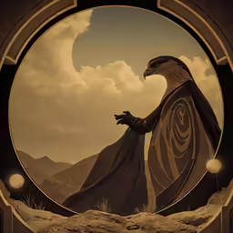 a painting of a bird dressed like star wars sith