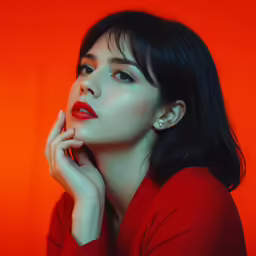 a beautiful asian woman in a red dress