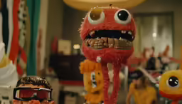 the action figures are all different colors and sizes