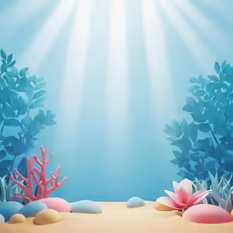 an underwater scene with plants and rocks under the water