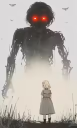 an image of a creepy girl and an alien