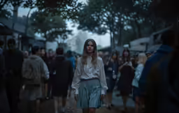 people walking and standing around in the rain