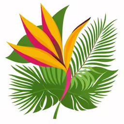 colorful tropical leaves on white background